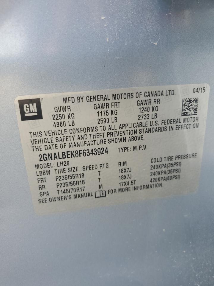 2GNALBEK8F6343924 2015 Chevrolet Equinox Lt