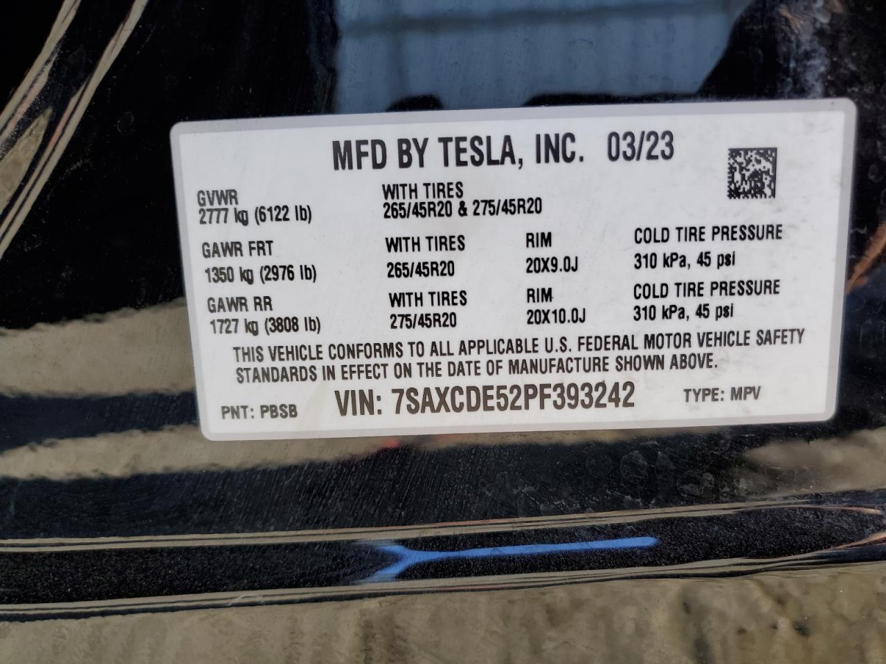 7SAXCDE52PF393242 2023 Tesla Model X