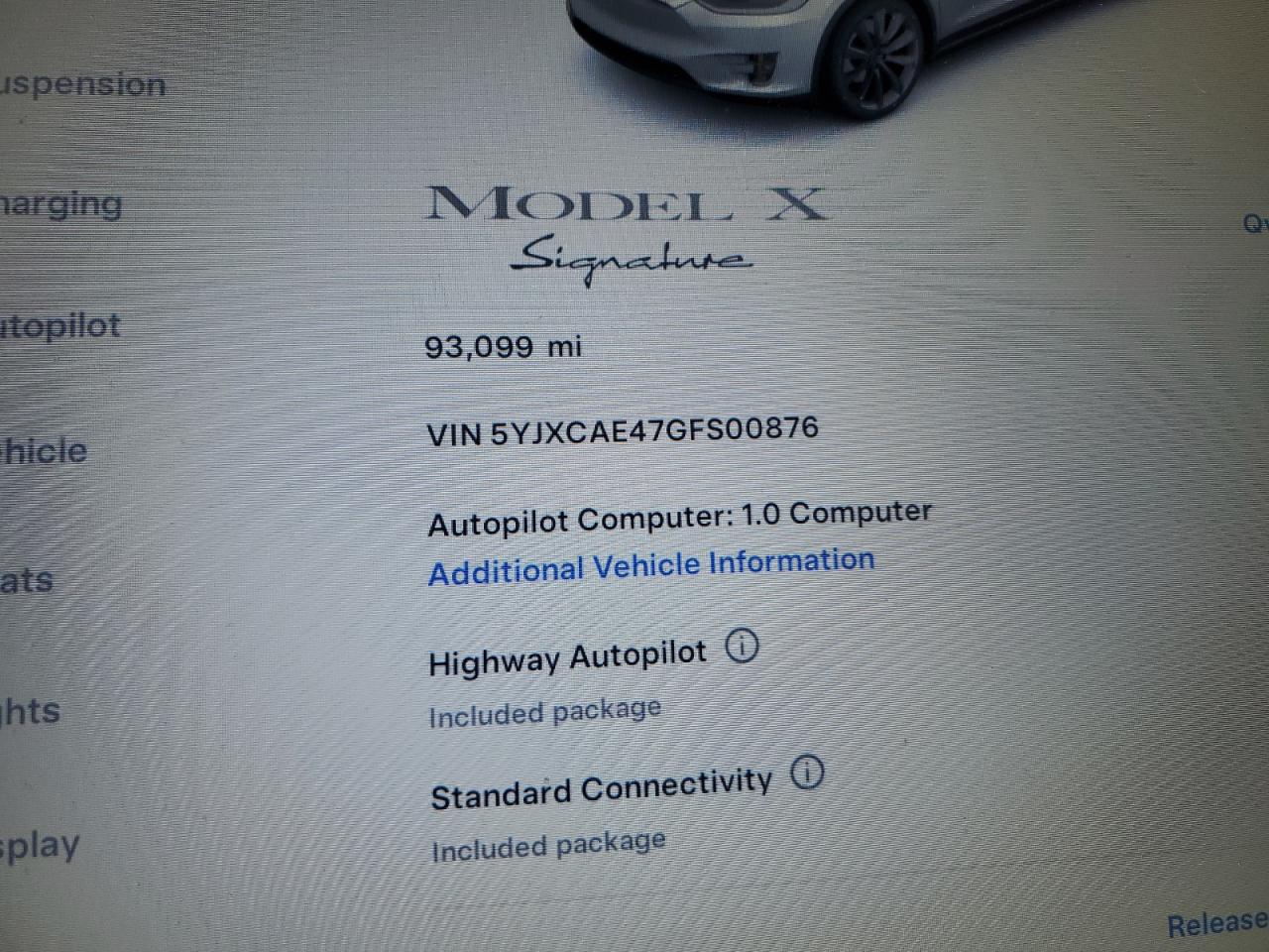 VIN 5YJXCAE47GFS00876 2016 TESLA MODEL X no.9