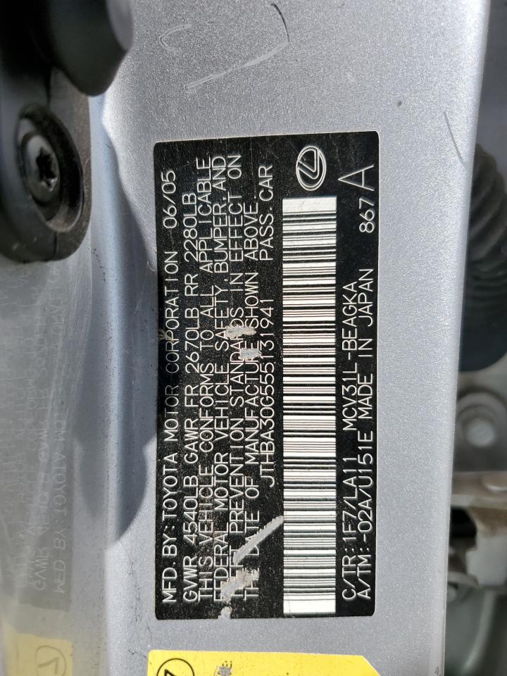 2005 Lexus Es 330 VIN: JTHBA30G555131941 Lot: 69495814