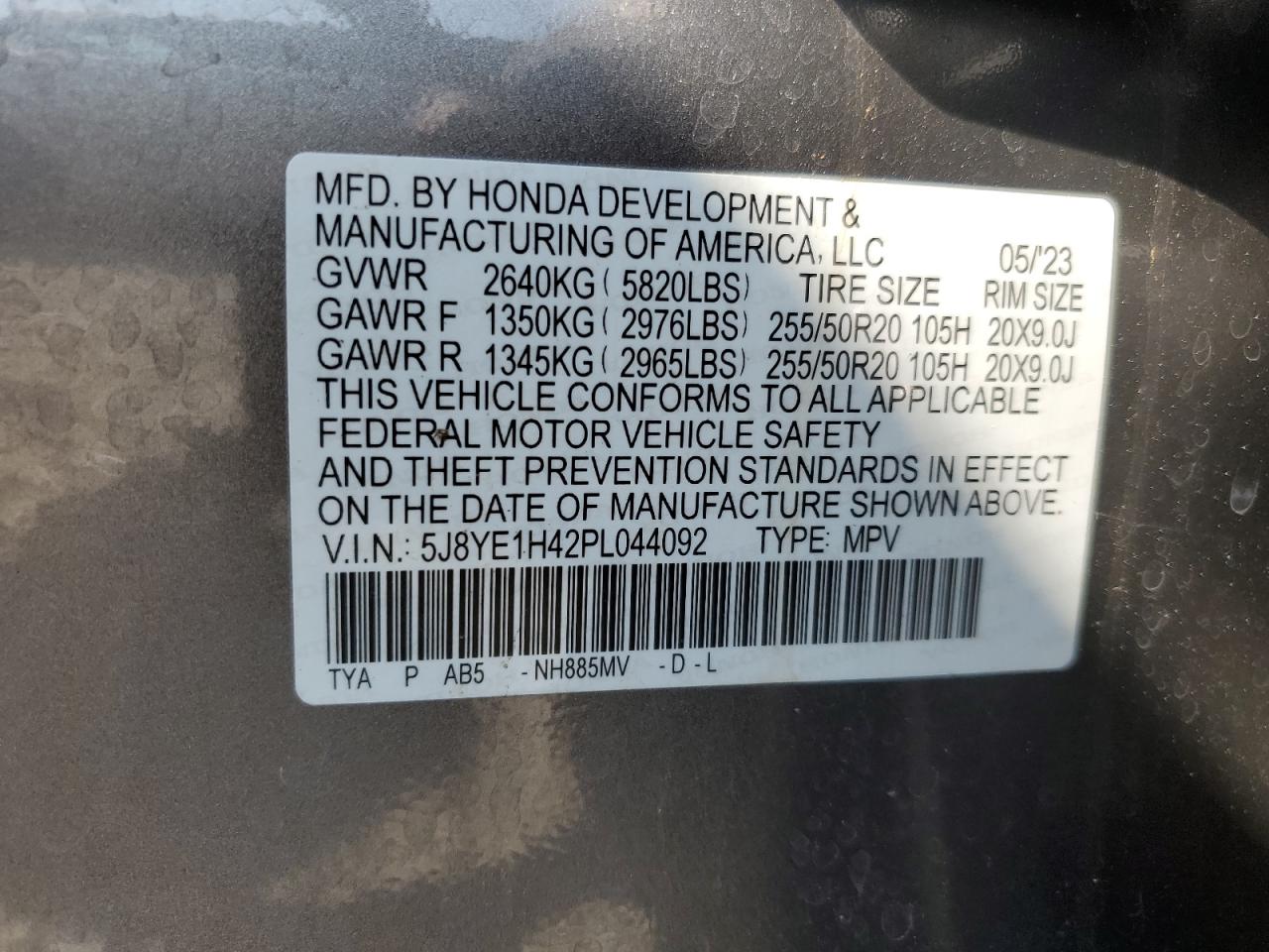 5J8YE1H42PL044092 2023 Acura Mdx Technology