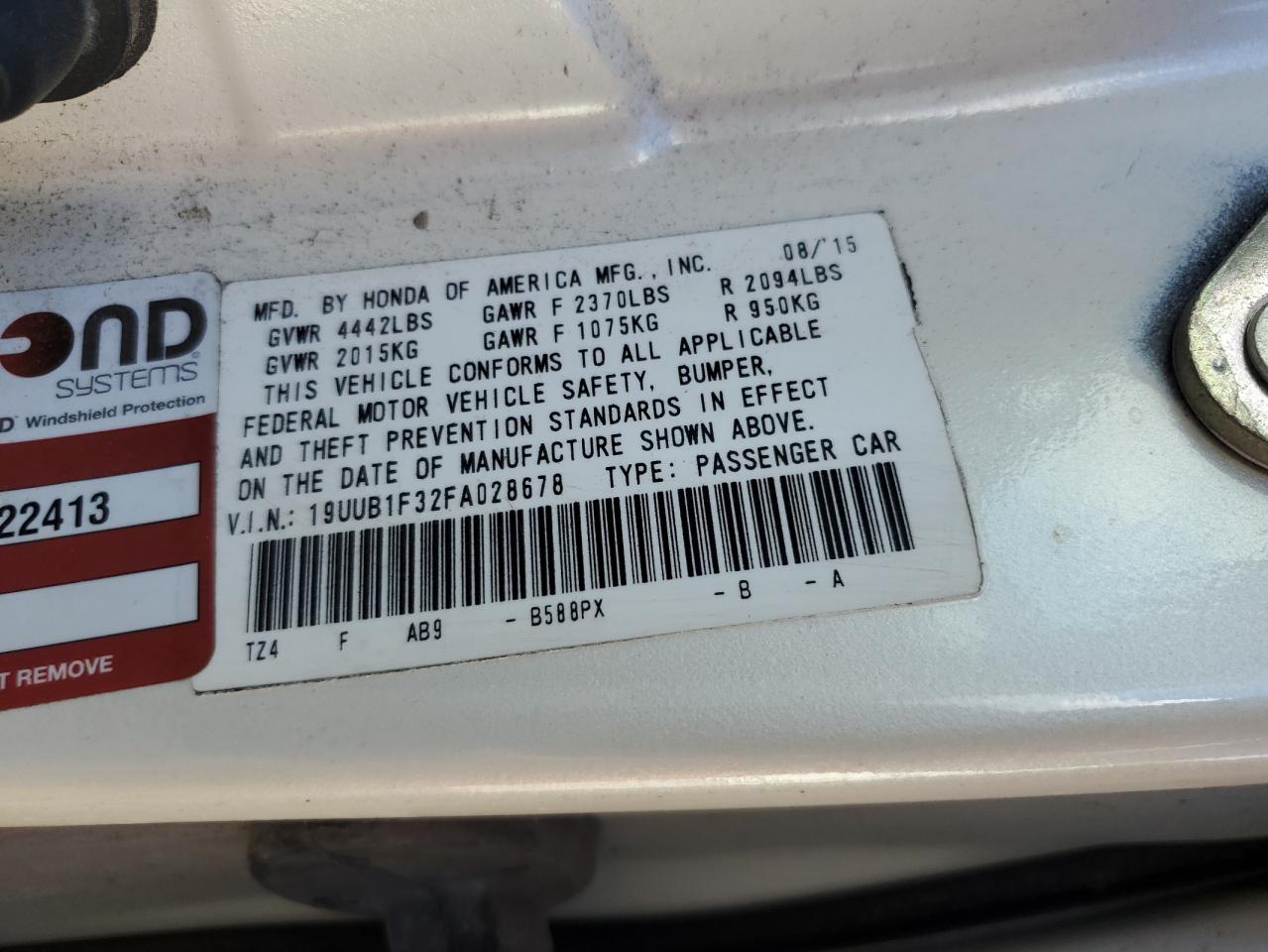 19UUB1F32FA028678 2015 Acura Tlx