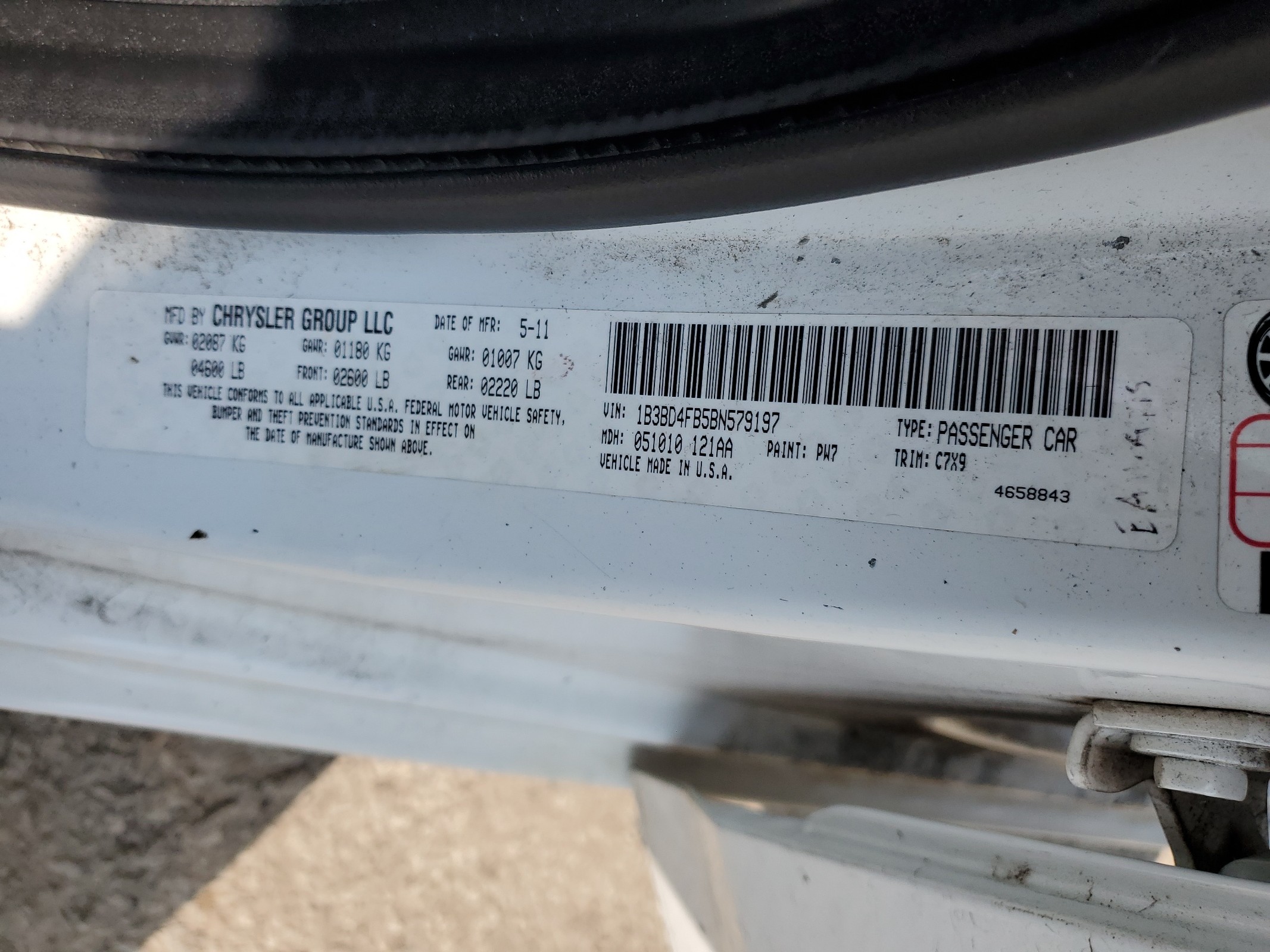 1B3BD4FB5BN579197 2011 Dodge Avenger Express