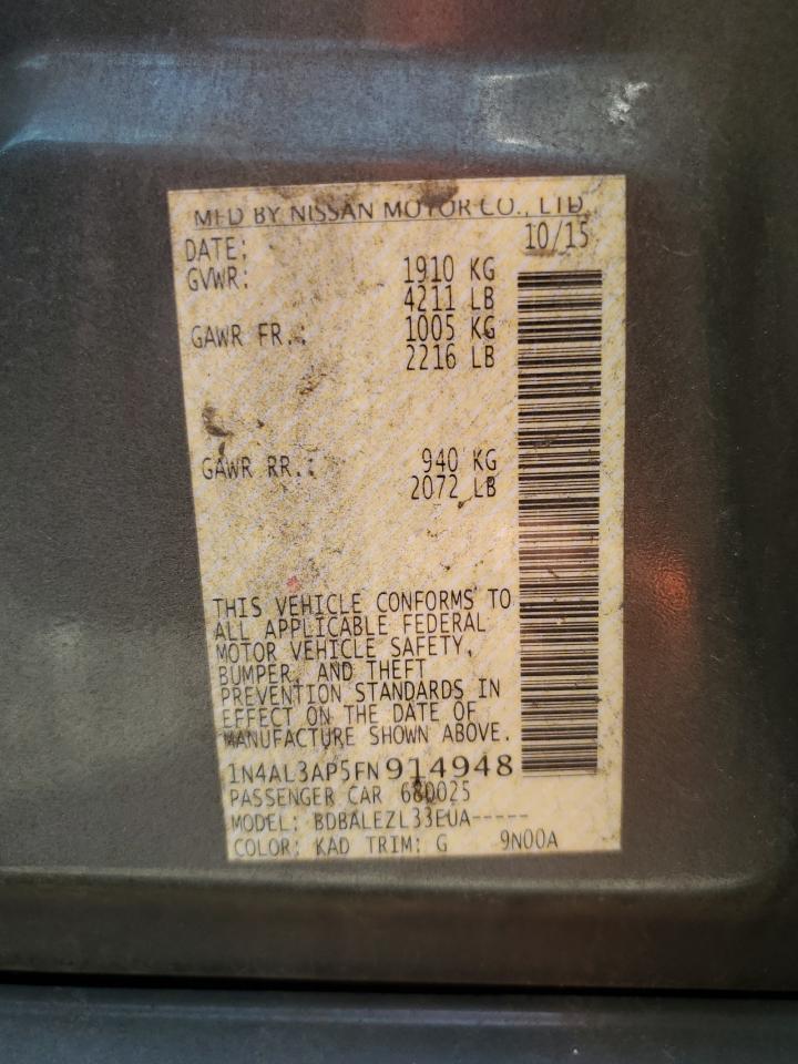 2015 Nissan Altima 2.5 VIN: 1N4AL3AP5FN914948 Lot: 66955694