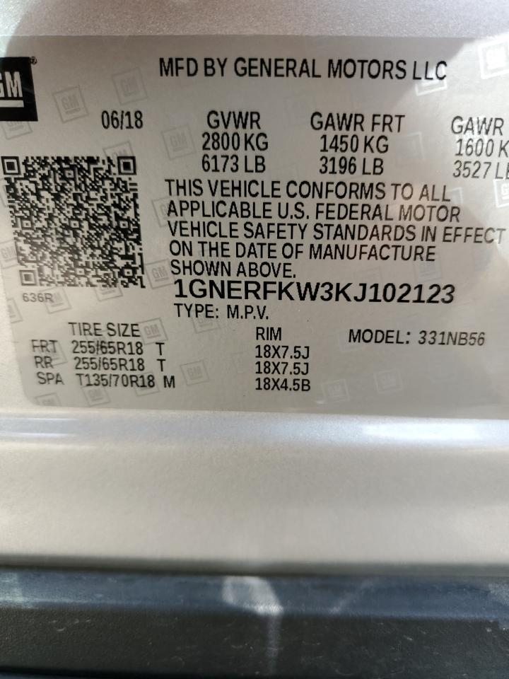 1GNERFKW3KJ102123 2019 CHEVROLET TRAVERSE - Image 13