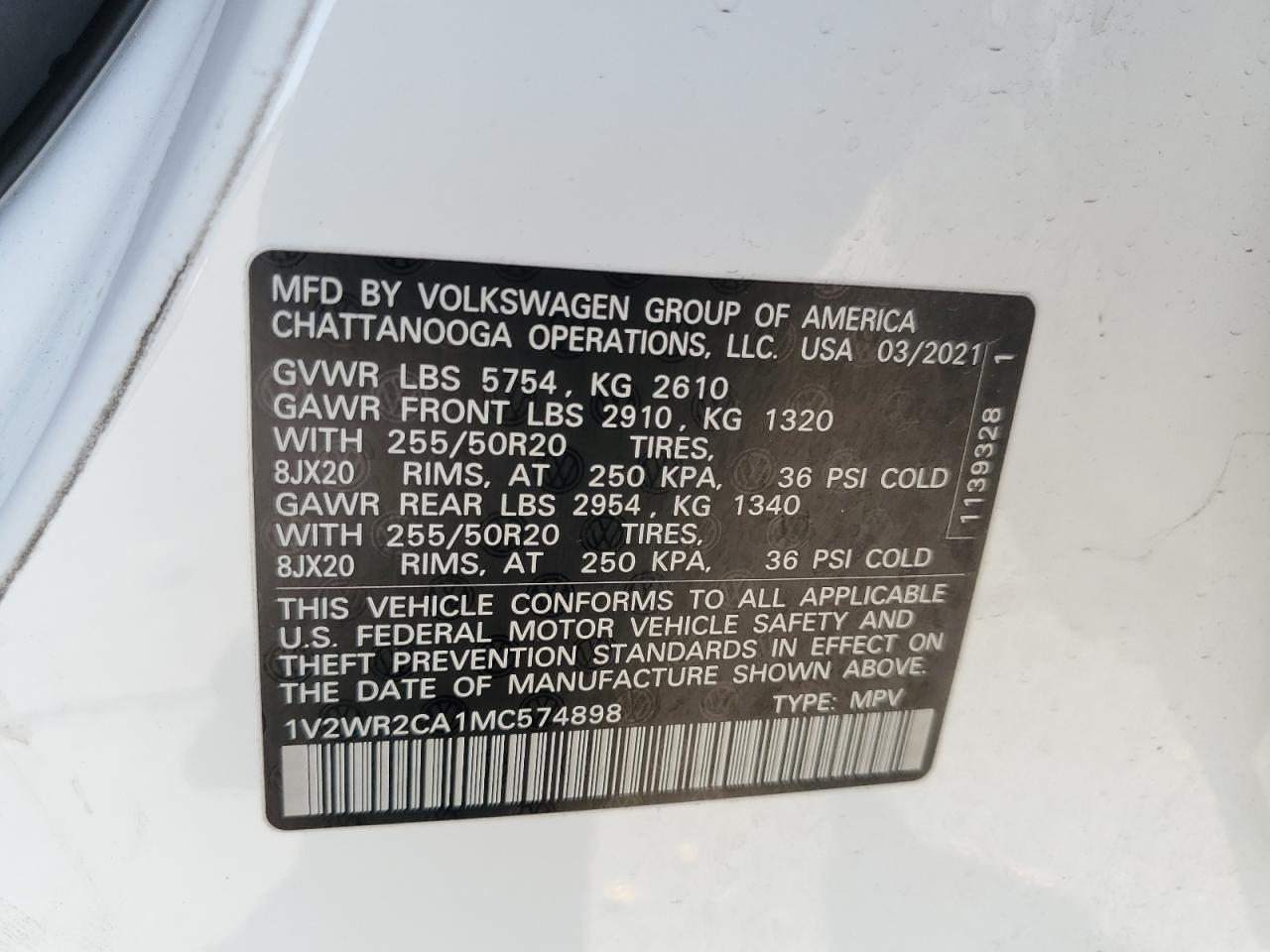 1V2WR2CA1MC574898 2021 VOLKSWAGEN ATLAS - Image 15