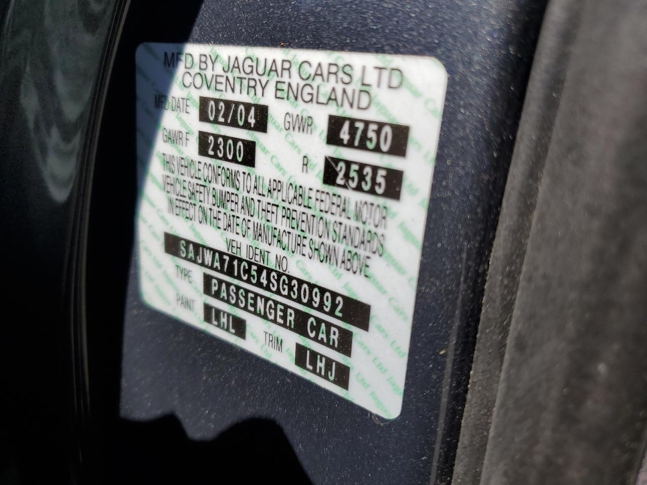 2004 Jaguar Xj8 VIN: SAJWA71C54SG30992 Lot: 67425754