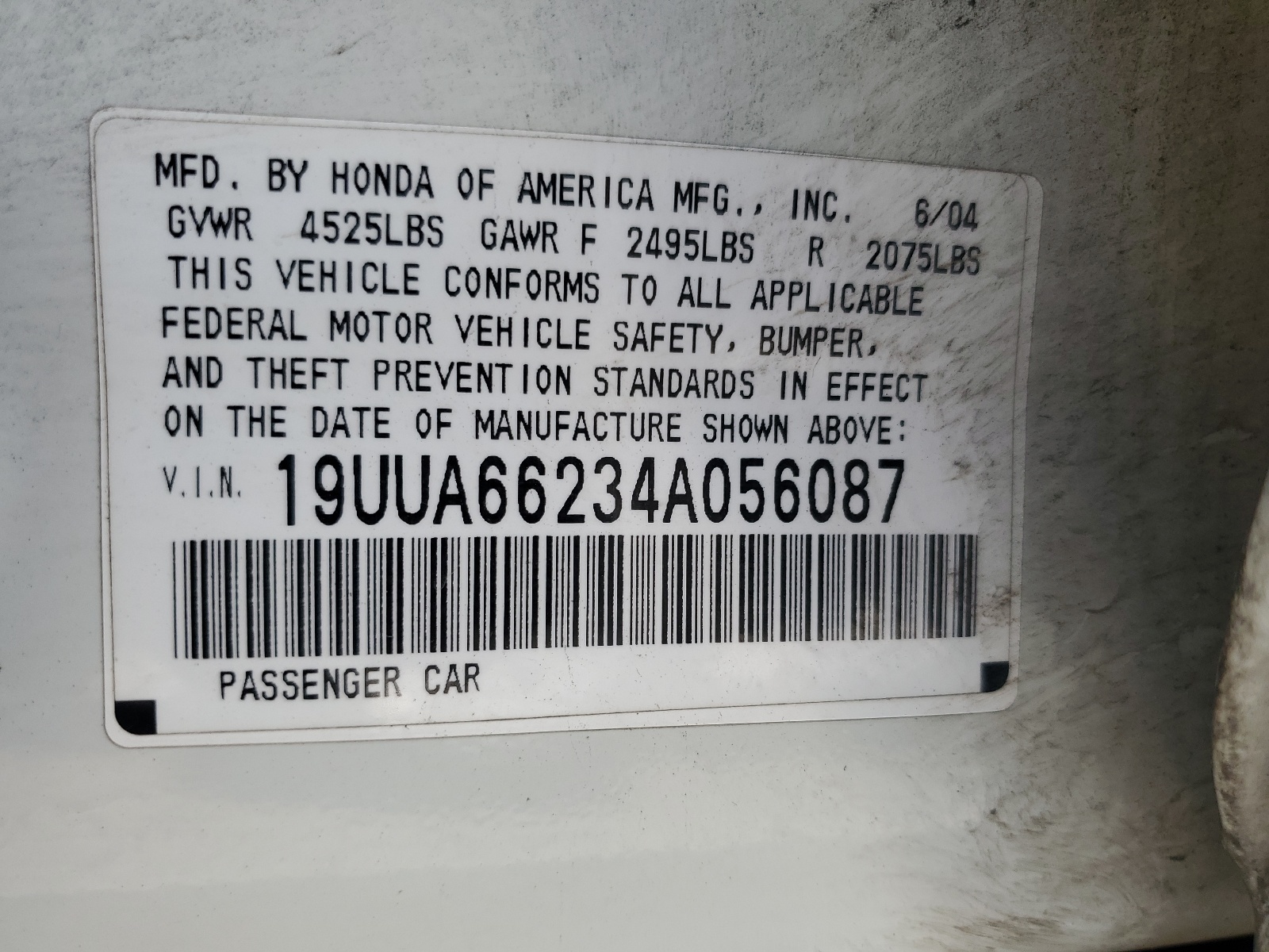 19UUA66234A056087 2004 Acura Tl