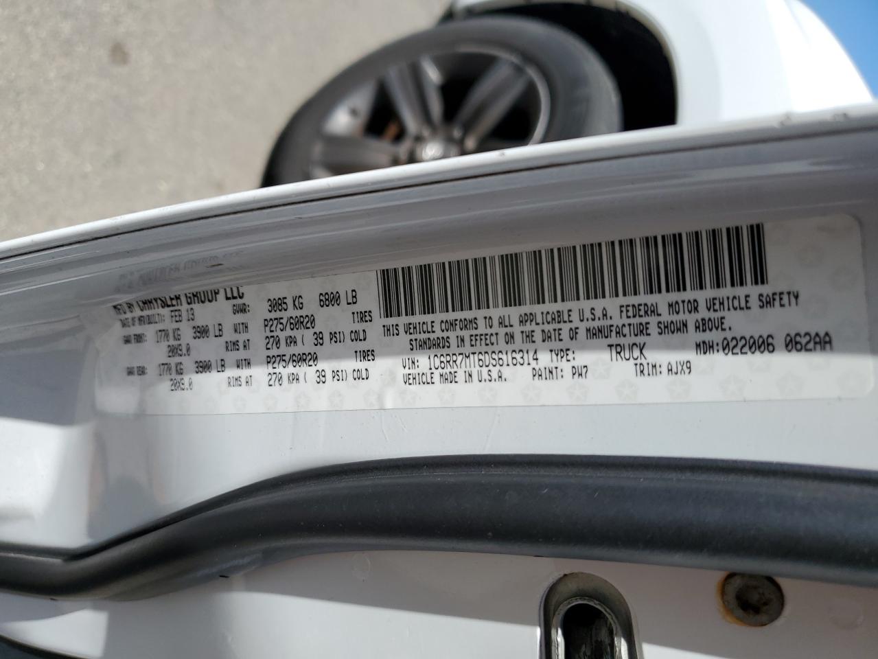 2013 Ram 1500 Sport VIN: 1C6RR7MT6DS616314 Lot: 66514194