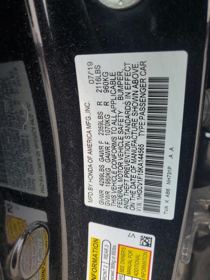 1HGCV1F15KA144565 2019 Honda Accord Lx