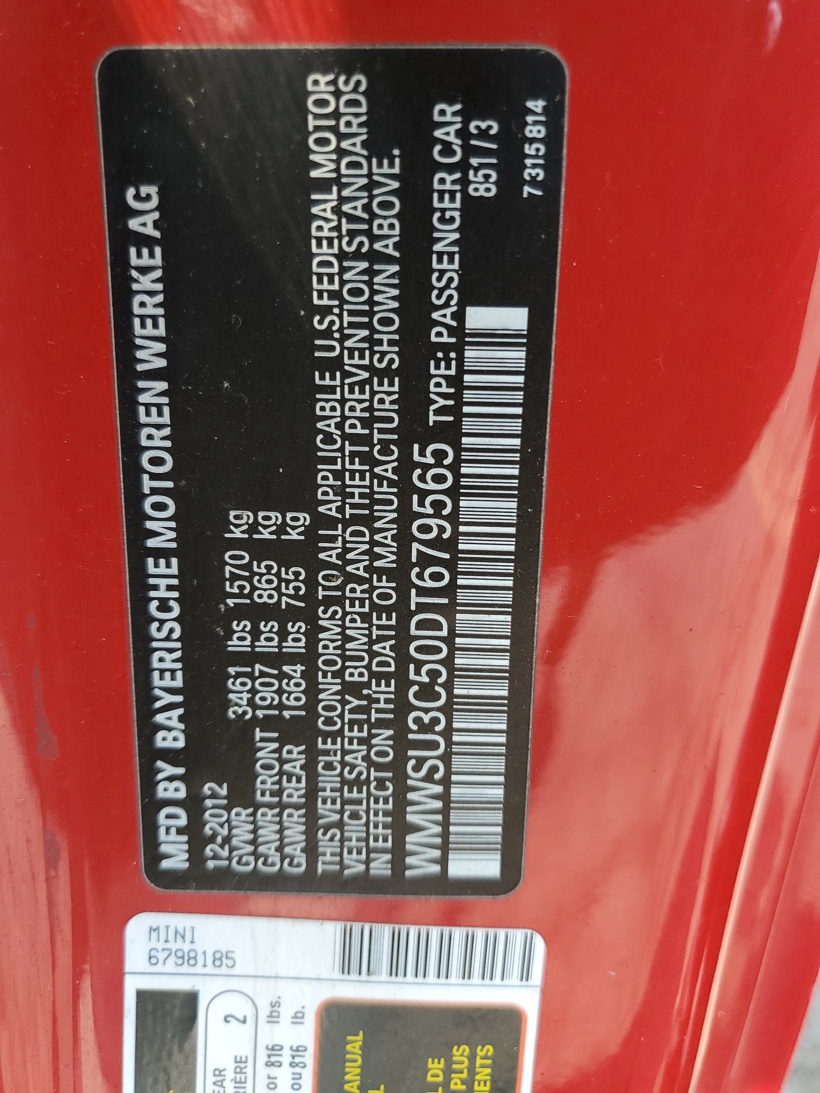 WMWSU3C50DT679565 2013 Mini Cooper