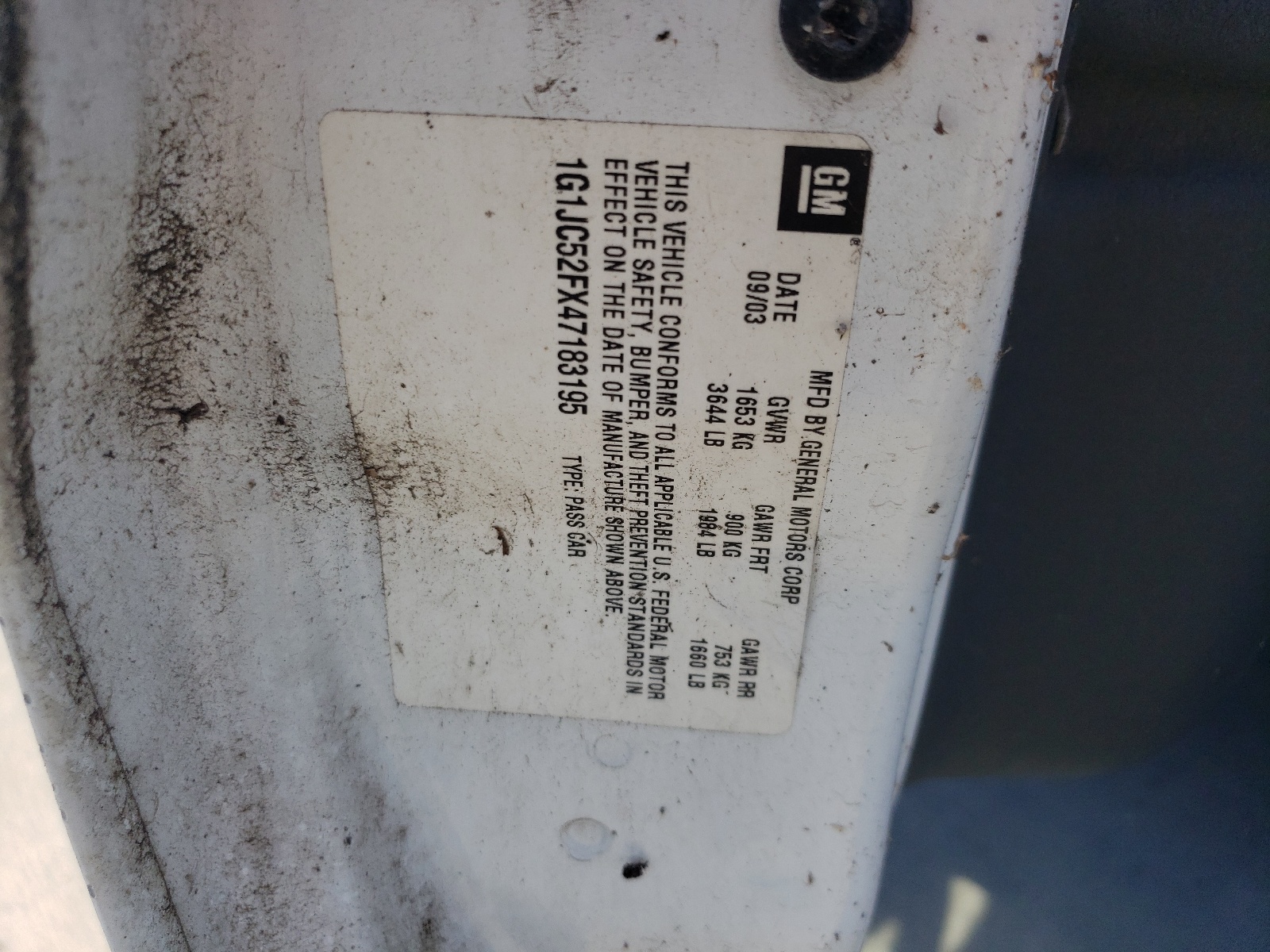 1G1JC52F337203401 2003 Chevrolet Cavalier