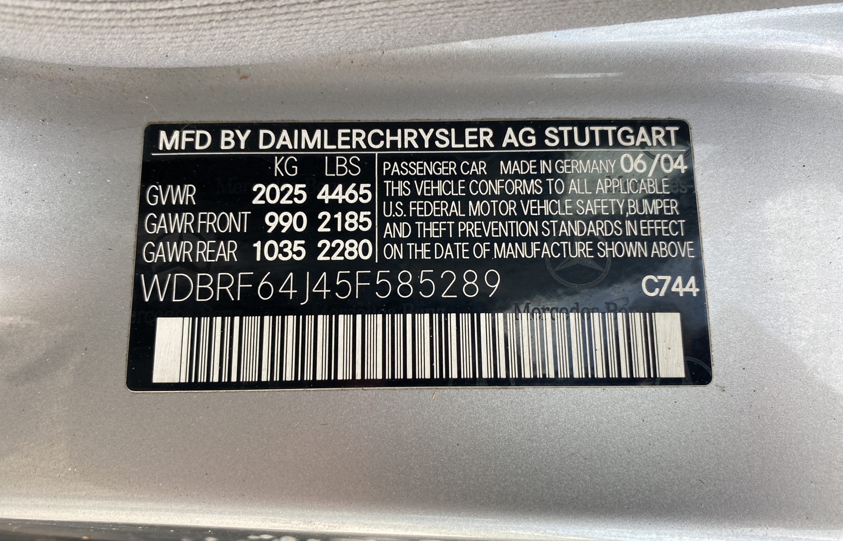 WDBRF64J45F585289 2005 Mercedes-Benz C 320