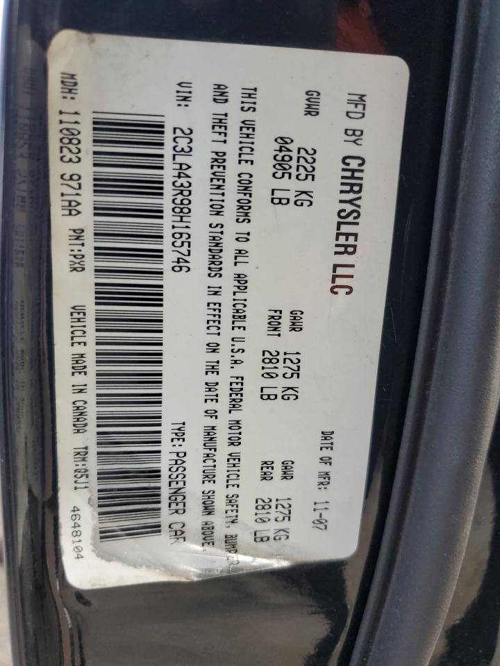 2008 Chrysler 300 Lx VIN: 2C3LA43R98H165746 Lot: 66310014