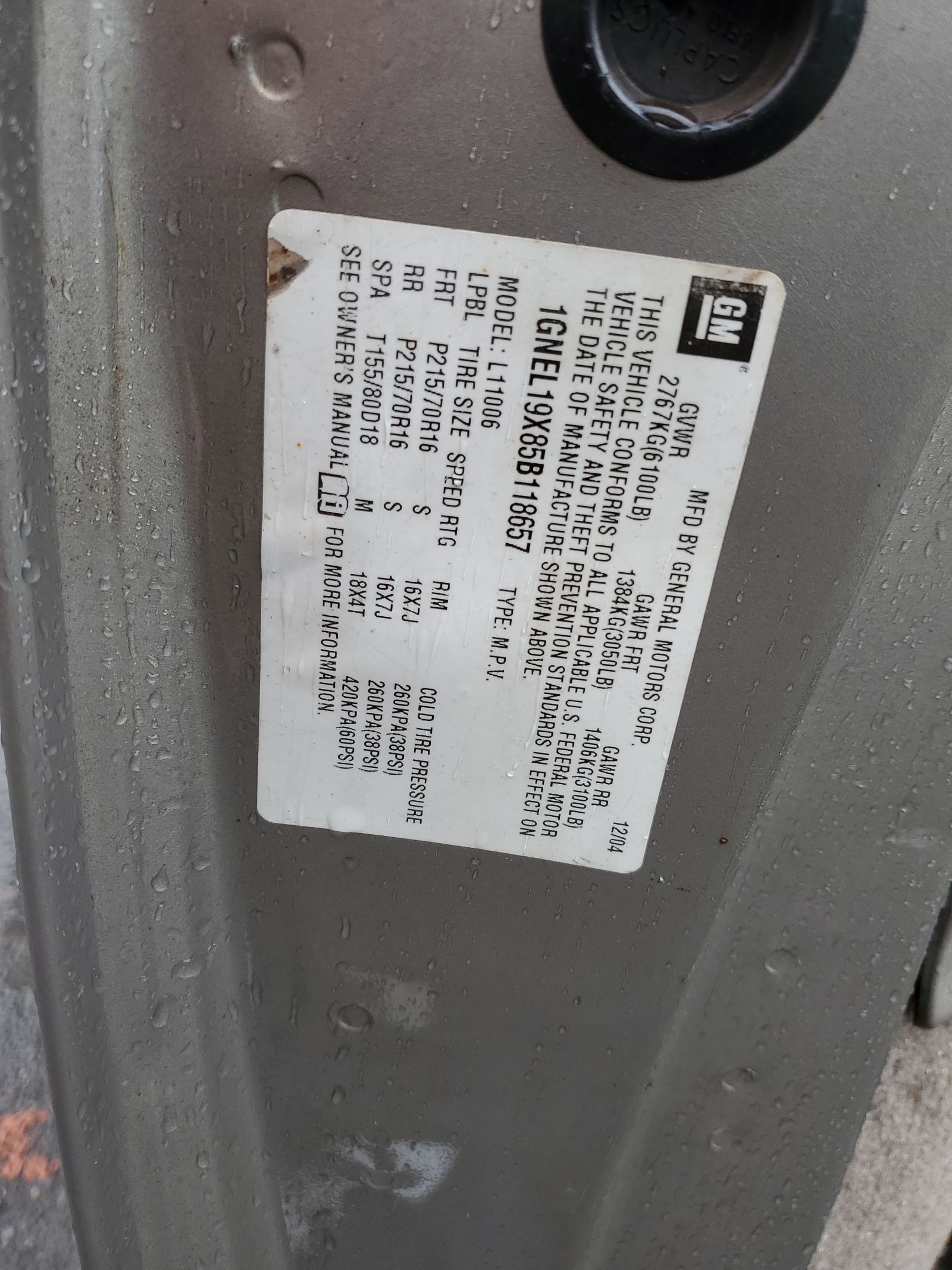 1GNEL19X85B118657 2005 Chevrolet Astro