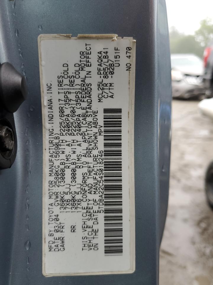 2004 Toyota Sienna Xle VIN: 5TDBA22C54S018246 Lot: 66766184