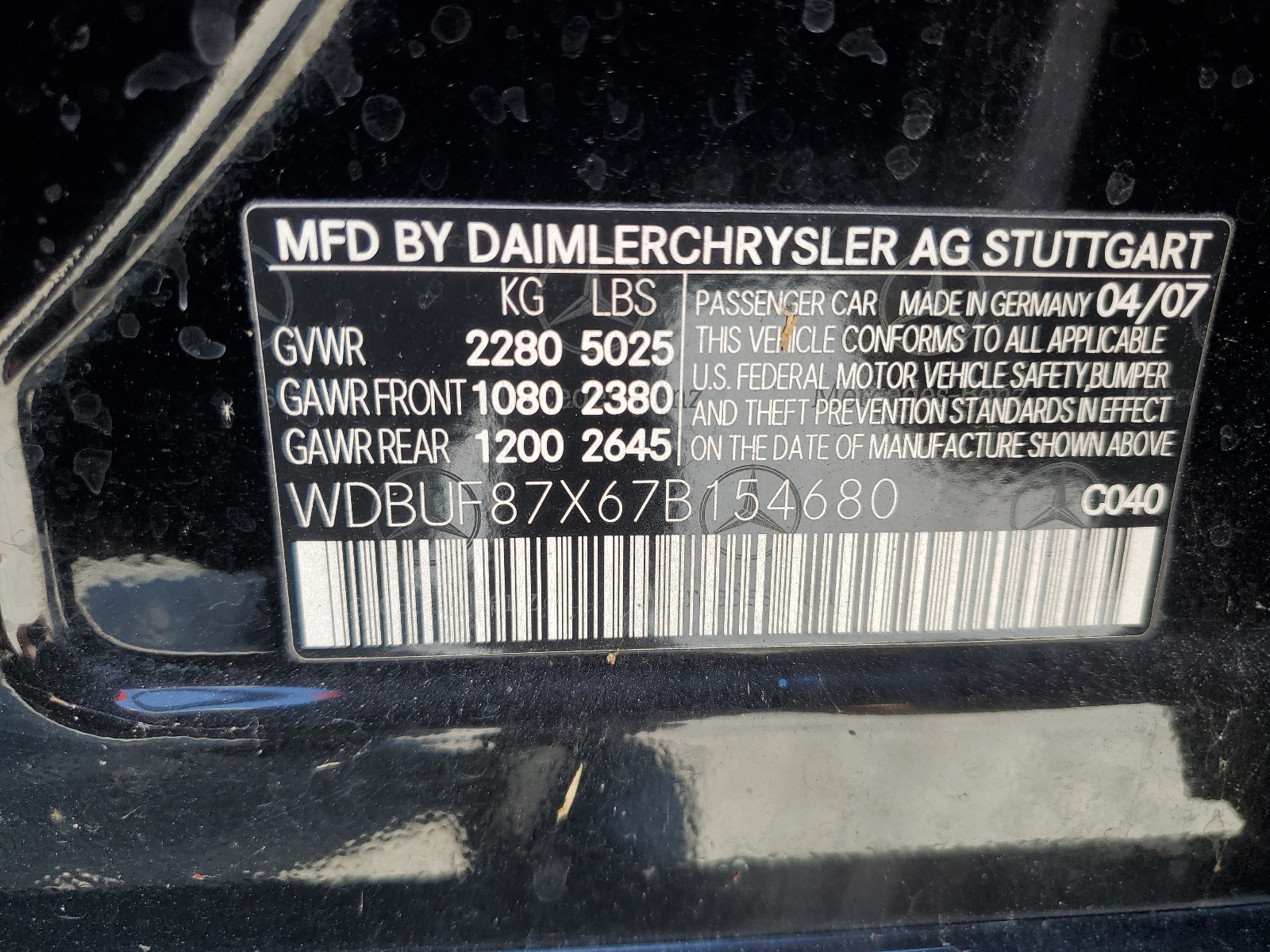 WDBUF87X67B154680 2007 Mercedes-Benz E 350 4Matic