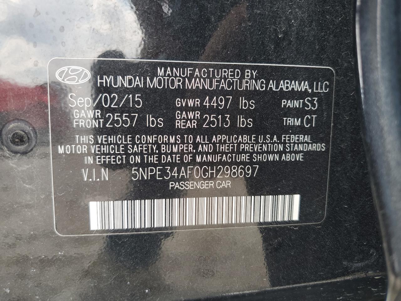 5NPE34AF0GH298697 2016 Hyundai Sonata Sport