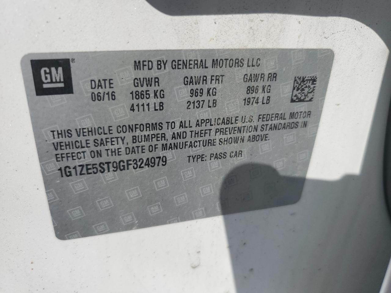 1G1ZE5ST9GF324979 2016 CHEVROLET MALIBU - Image 12