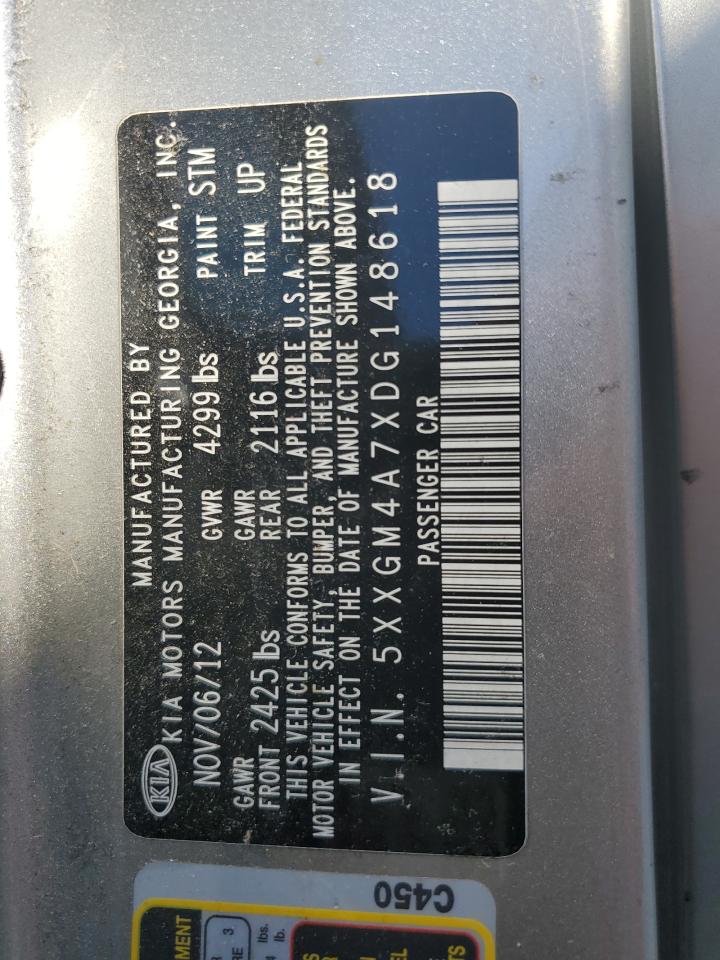 2013 Kia Optima Lx VIN: 5XXGM4A7XDG148618 Lot: 67919694