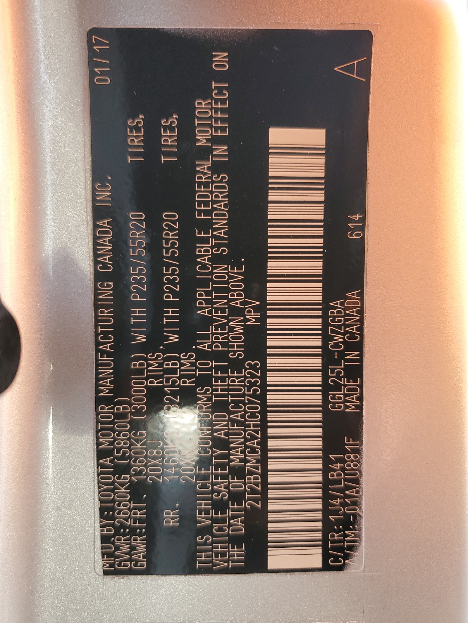 2T2BZMCA2HC075323 2017 Lexus Rx 350 Base