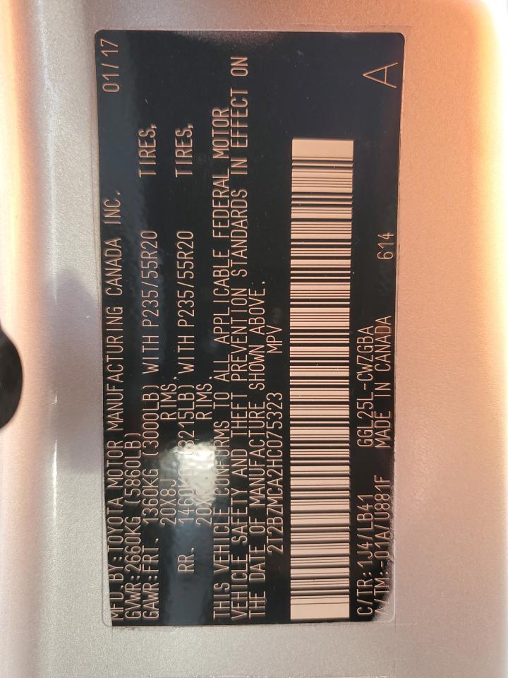 2017 Lexus Rx 350 Base VIN: 2T2BZMCA2HC075323 Lot: 68013064