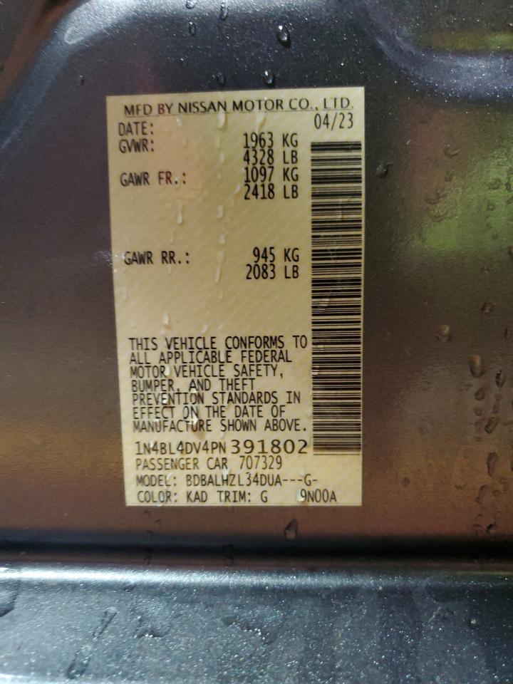 2023 Nissan Altima Sv VIN: 1N4BL4DV4PN391802 Lot: 66852884