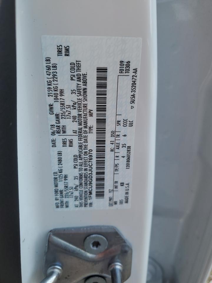 2018 Ford Escape Se VIN: 1FMCU9GD3JUC76970 Lot: 67476454