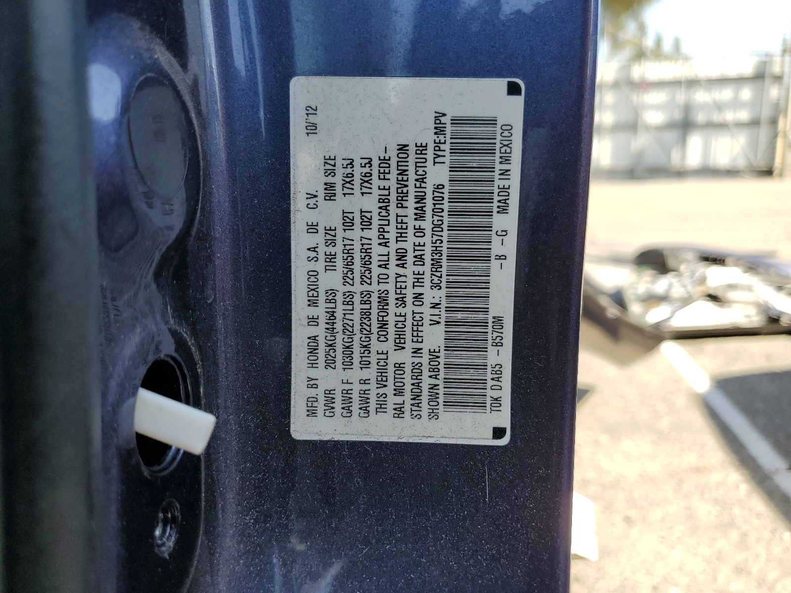 3CZRM3H57DG701076 2013 Honda Cr-V Ex