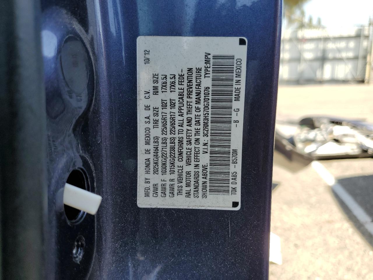 2013 Honda Cr-V Ex VIN: 3CZRM3H57DG701076 Lot: 67793154