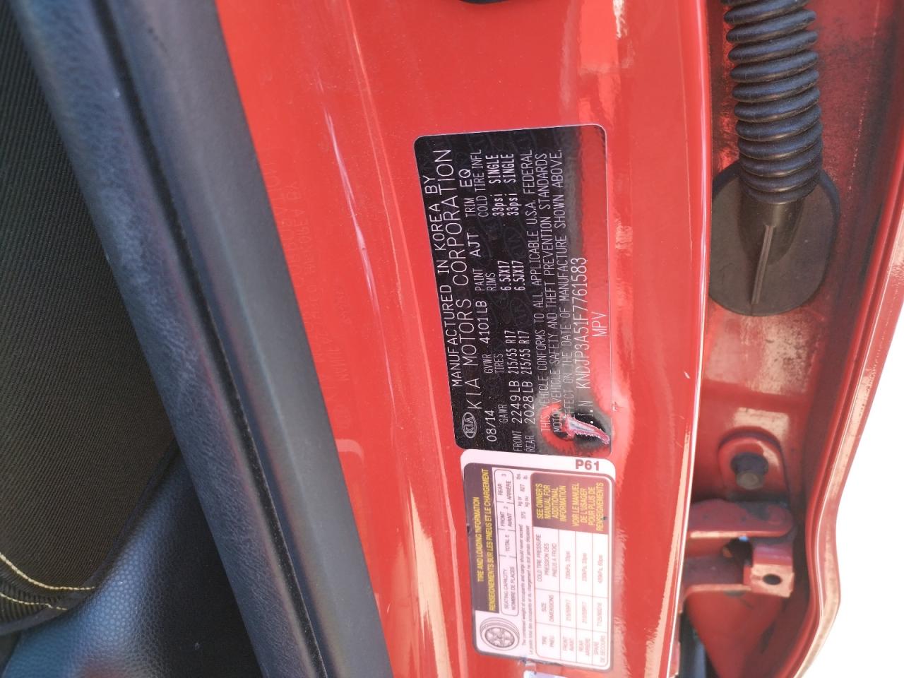 2015 Kia Soul + VIN: KNDJP3A51F7761583 Lot: 65767074