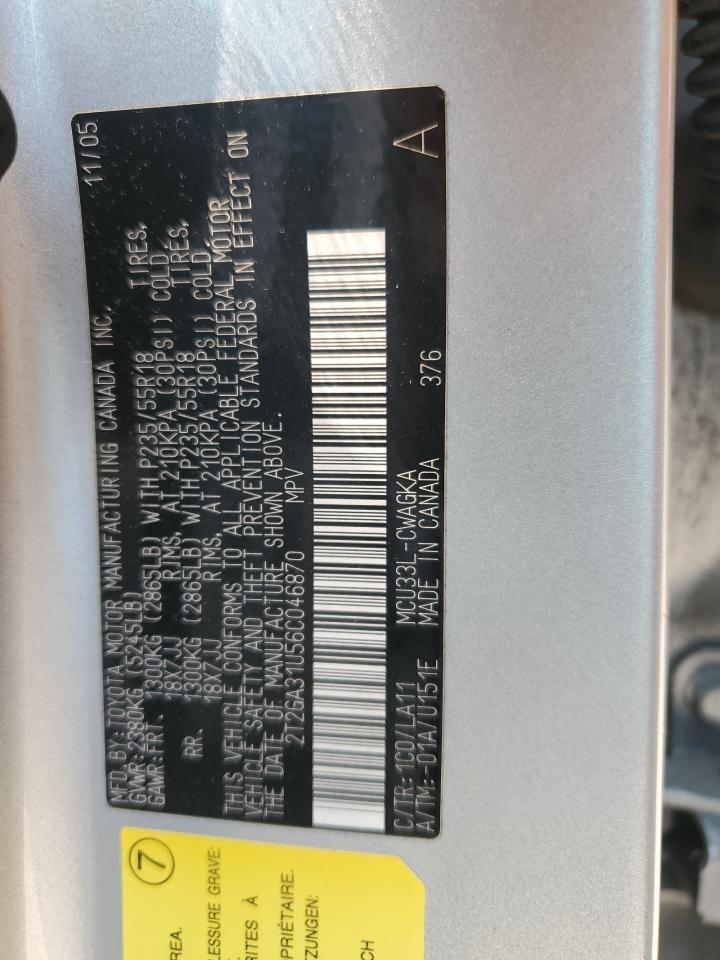 2006 Lexus Rx 330 VIN: 2T2GA31U56C046870 Lot: 66110294