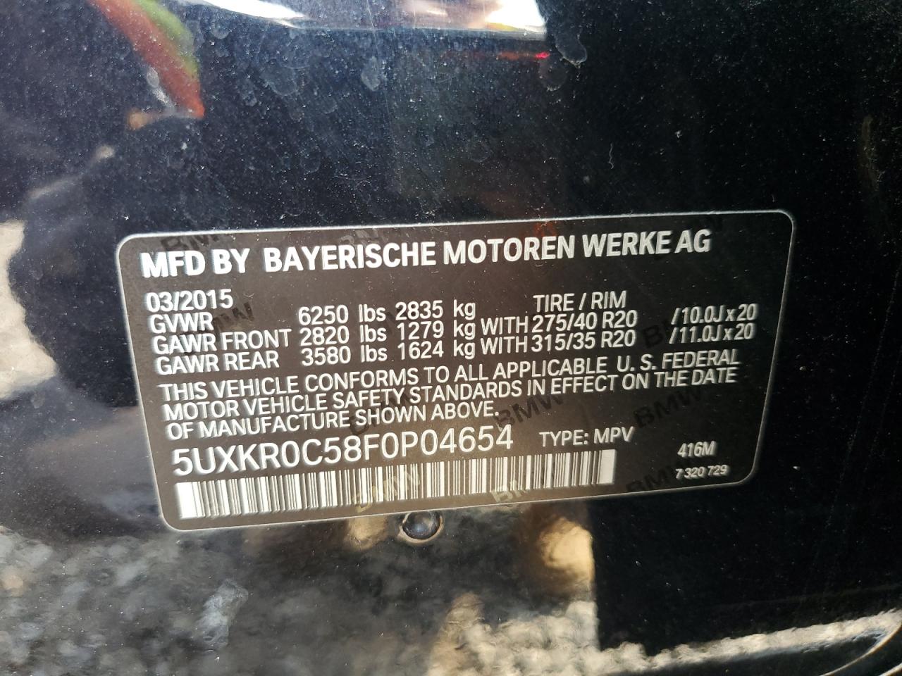 5UXKR0C58F0P04654 2015 BMW X5 xDrive35I