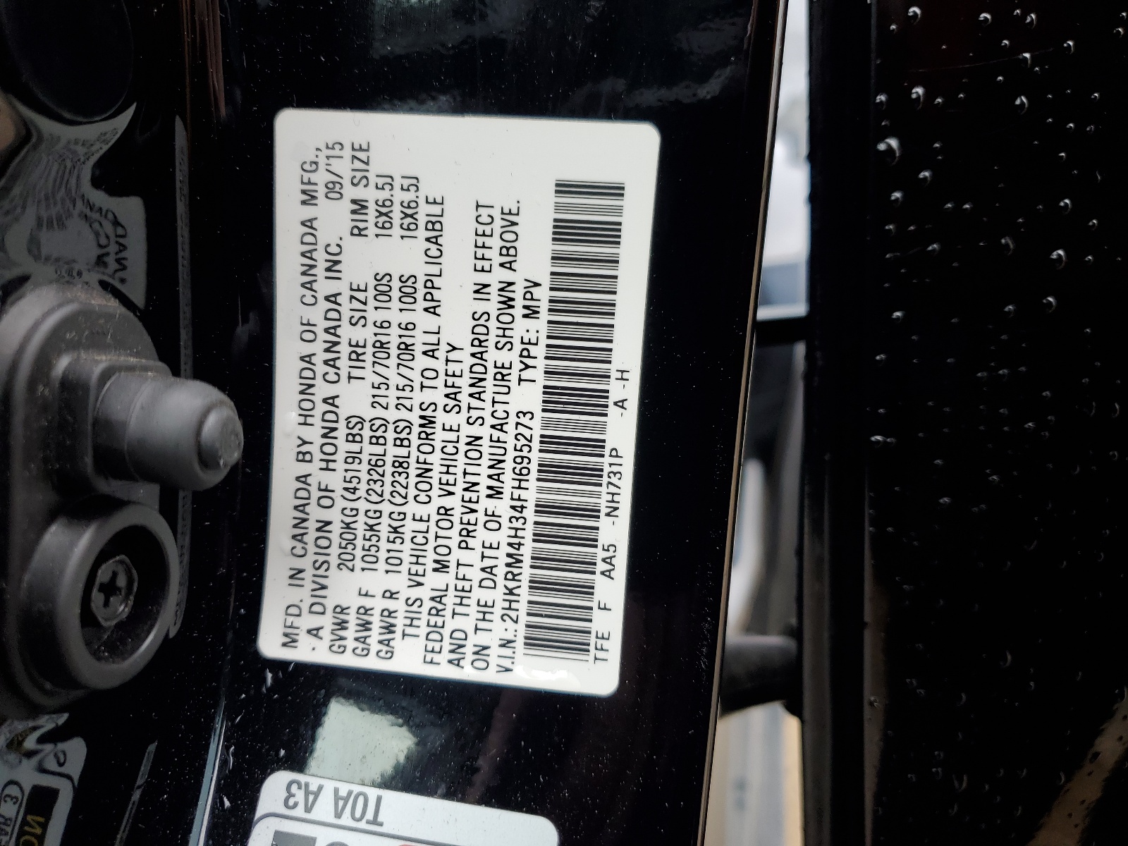 2HKRM4H34FH695273 2015 Honda Cr-V Lx