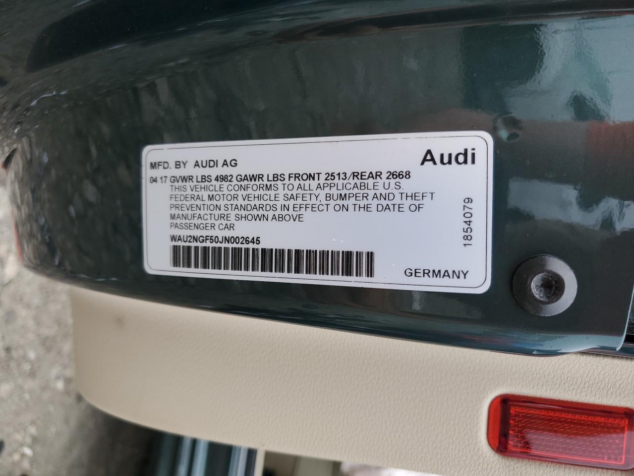 WAU2NGF50JN002645 2018 Audi A5 Prestige