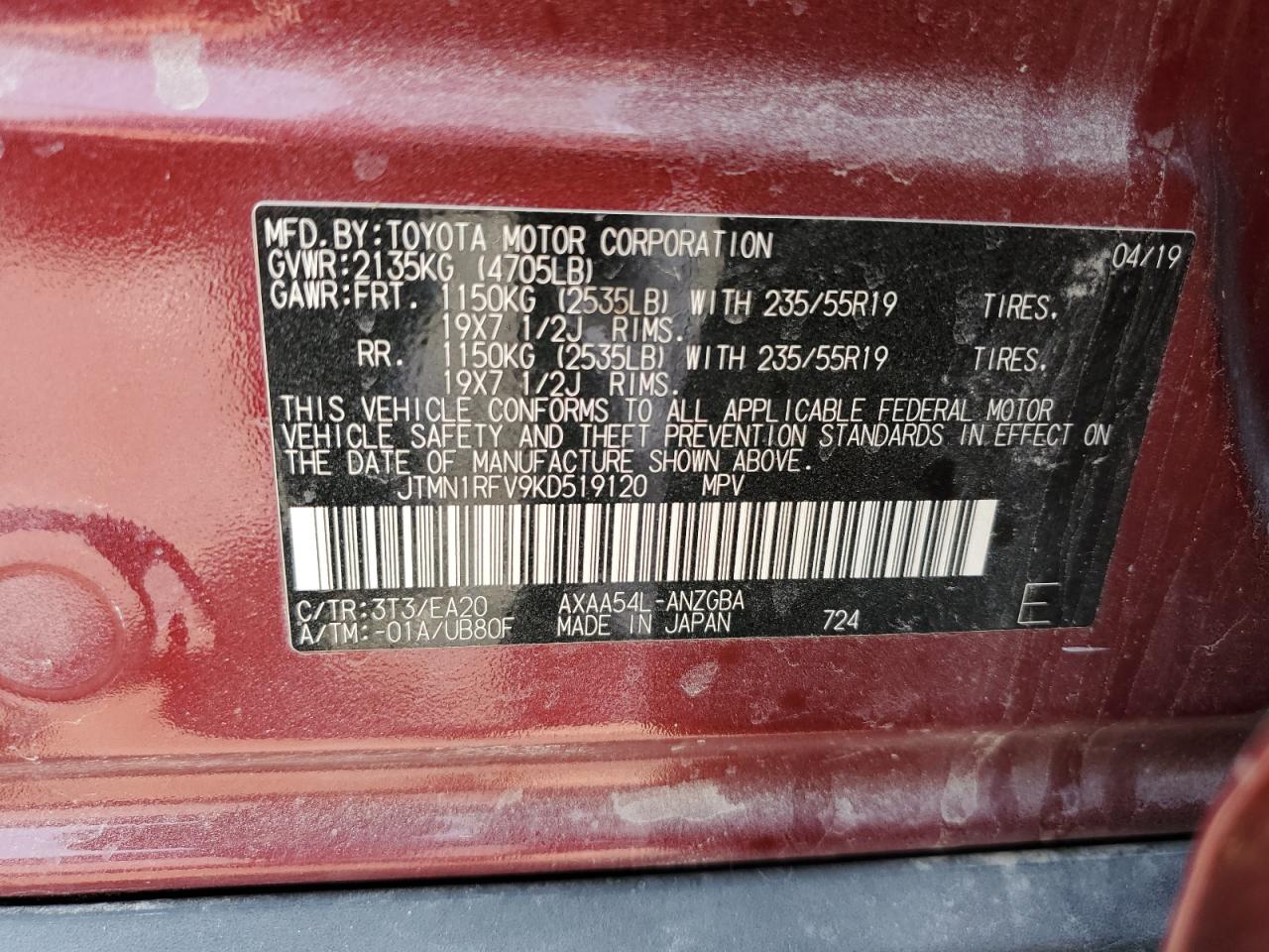 JTMN1RFV9KD519120 2019 TOYOTA RAV 4 - Image 13