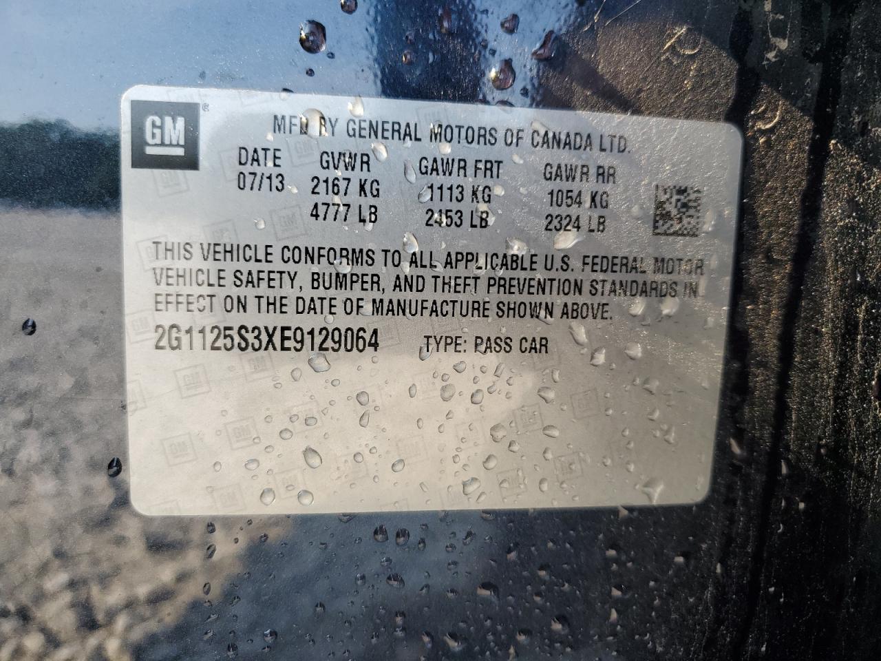 2G1125S3XE9129064 2014 Chevrolet Impala Lt