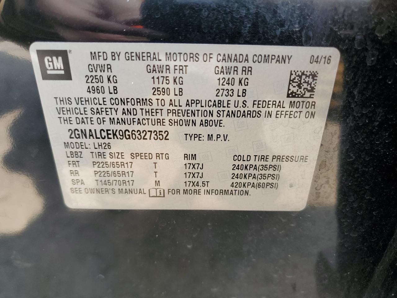 2GNALCEK9G6327352 2016 CHEVROLET EQUINOX - Image 13