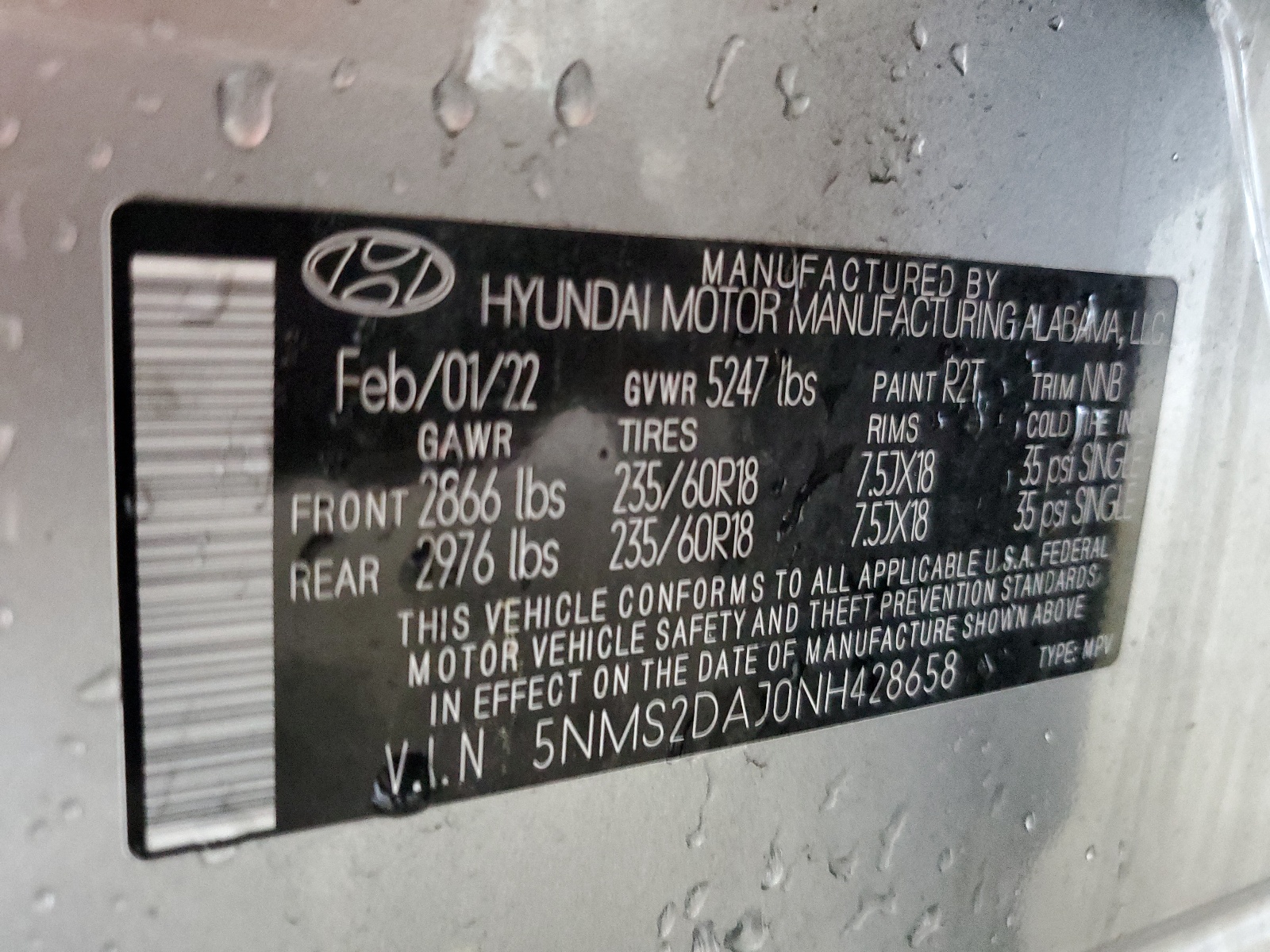 5NMS2DAJ0NH428658 2022 Hyundai Santa Fe Sel