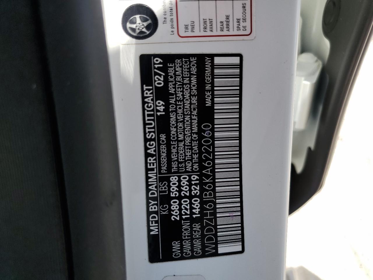 2019 Mercedes-Benz E 450 4Matic VIN: WDDZH6JB6KA622060 Lot: 68226194