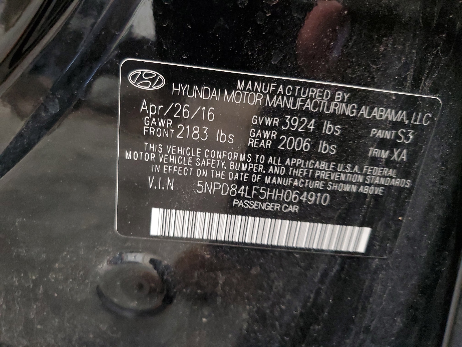 5NPD84LF5HH064910 2017 Hyundai Elantra Se