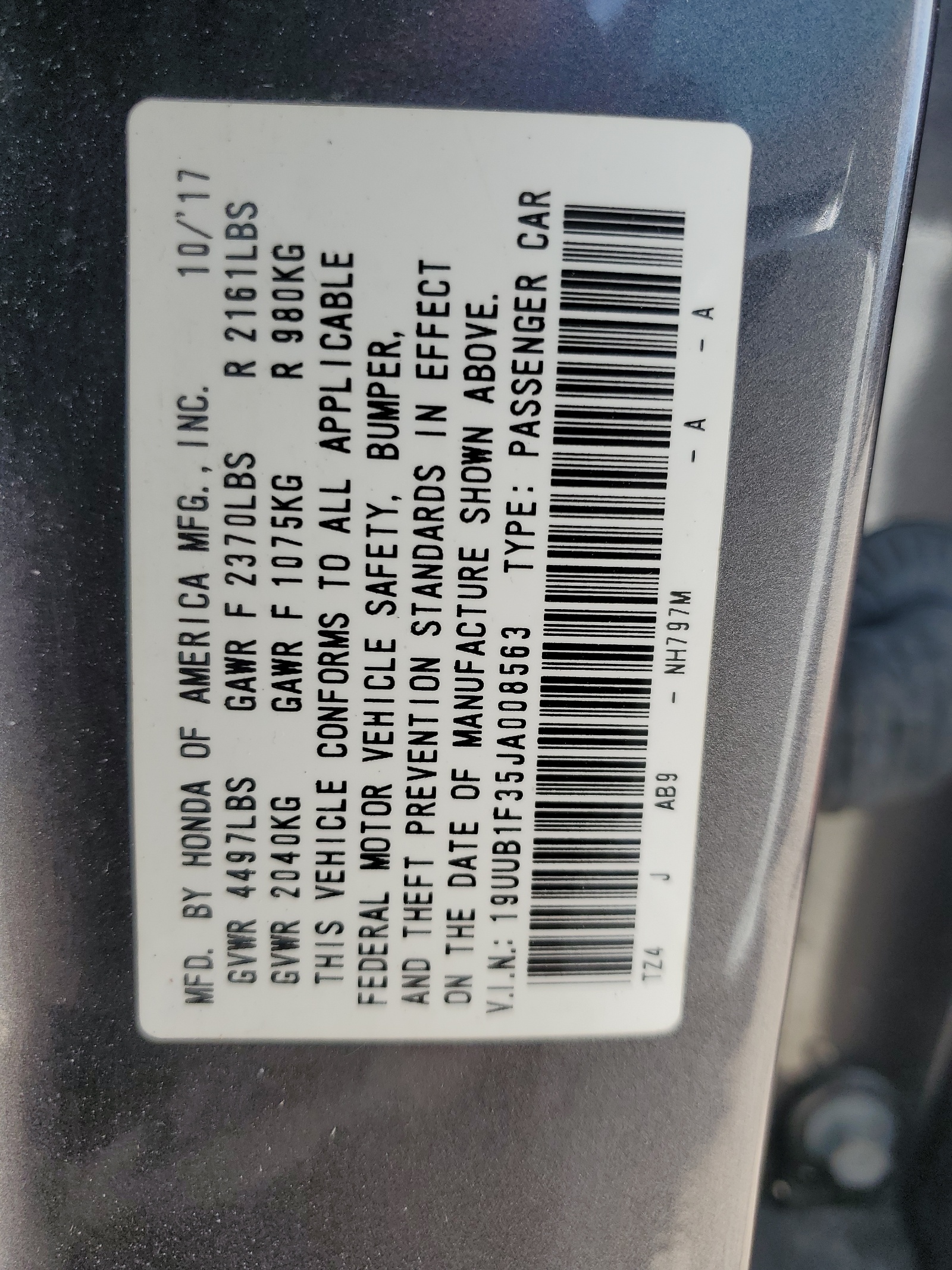 19UUB1F35JA008563 2018 Acura Tlx