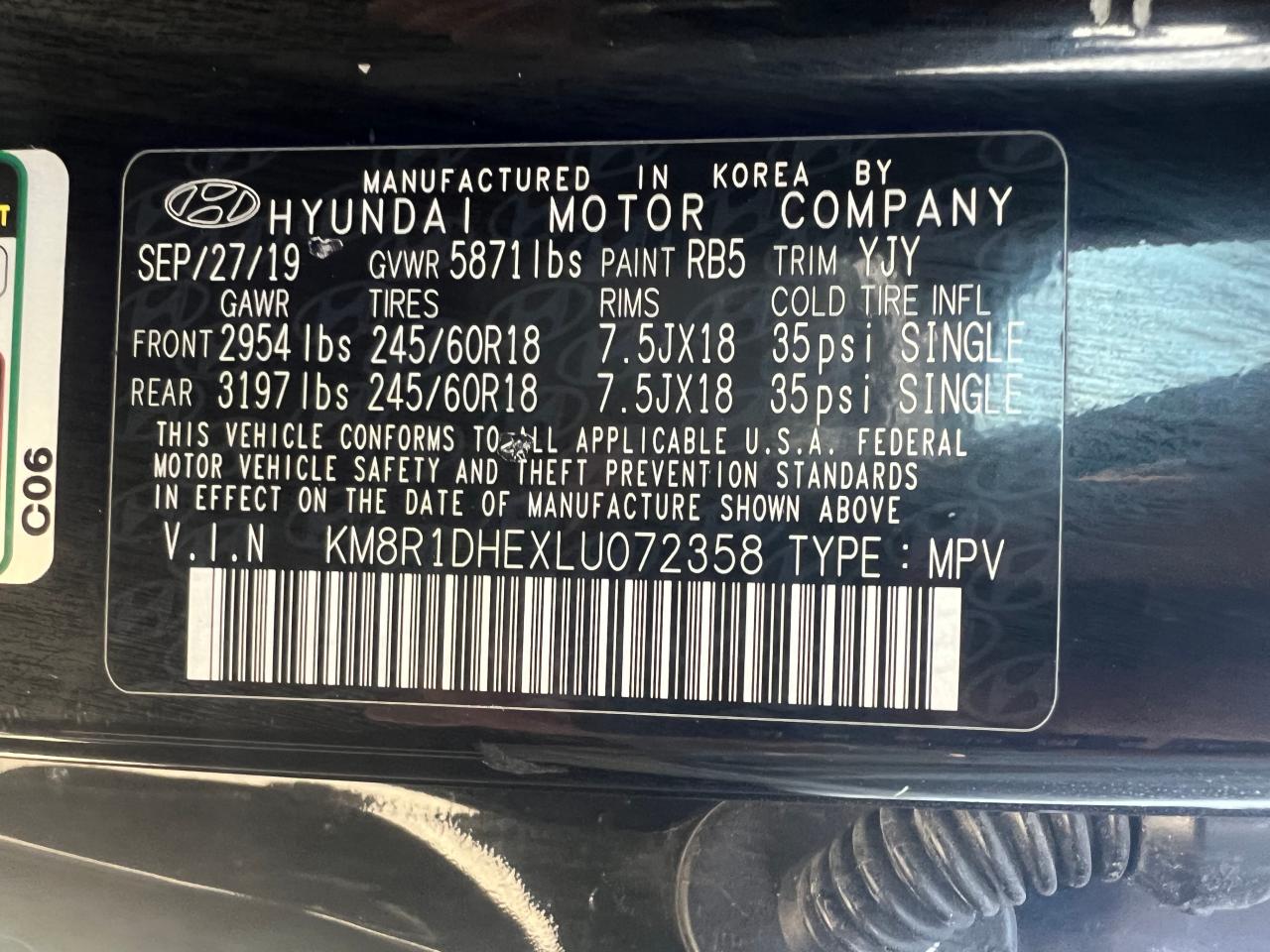 2020 Hyundai Palisade Se VIN: KM8R1DHEXLU072358 Lot: 69610224