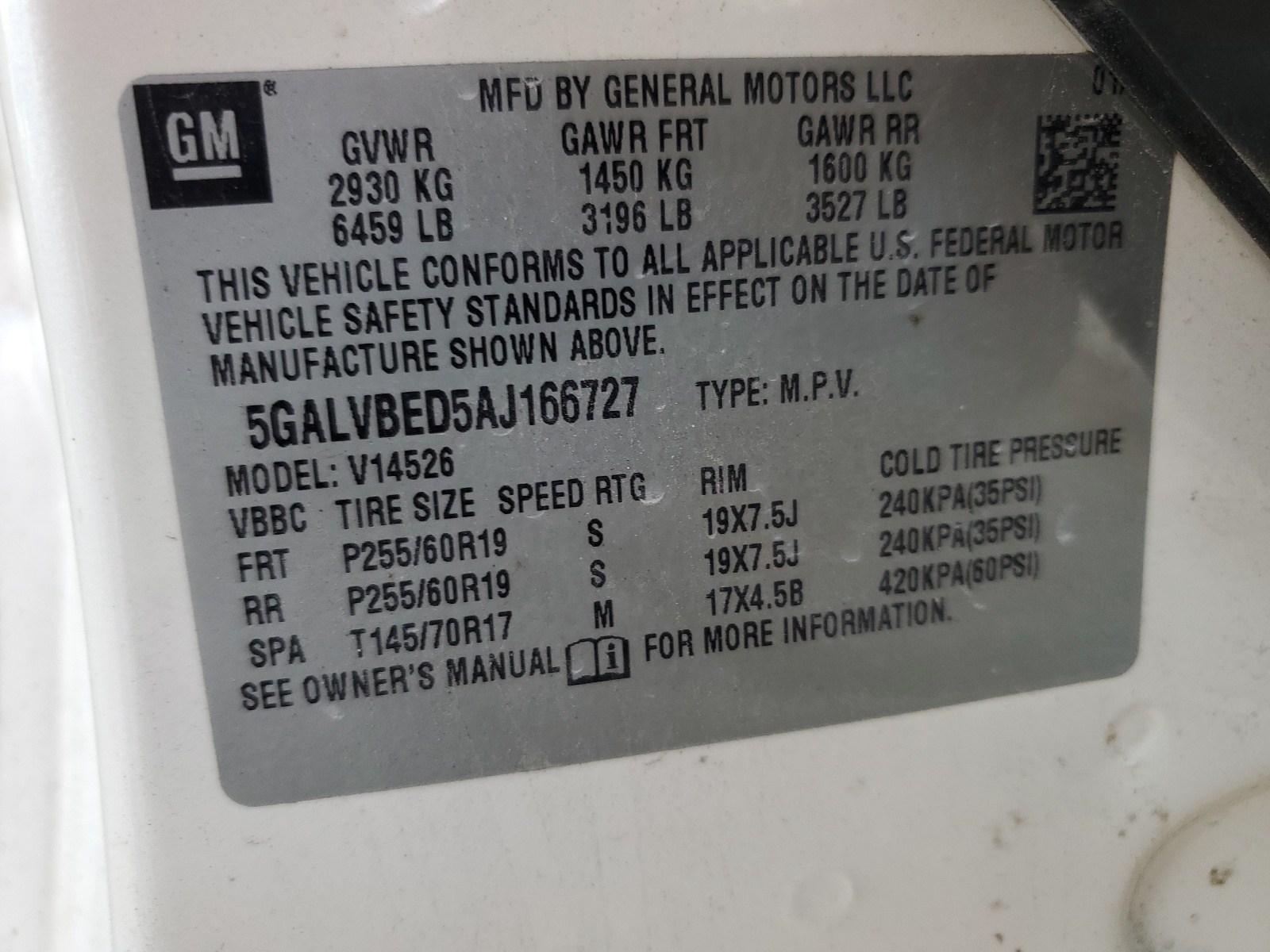5GALVBED5AJ166727 2010 Buick Enclave Cxl