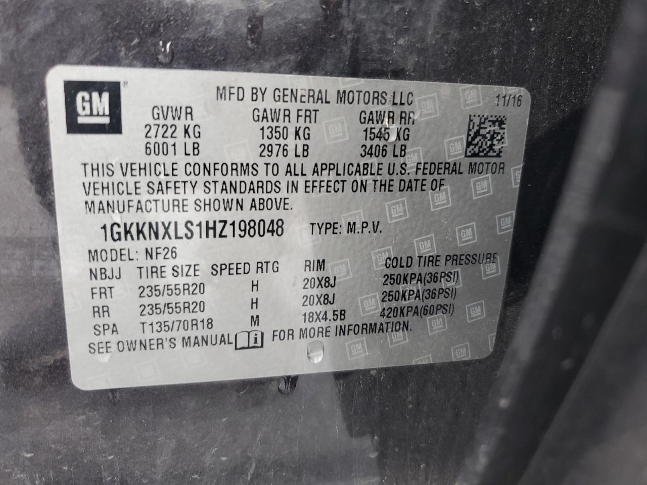 1GKKNXLS1HZ198048 2017 GMC Acadia Denali