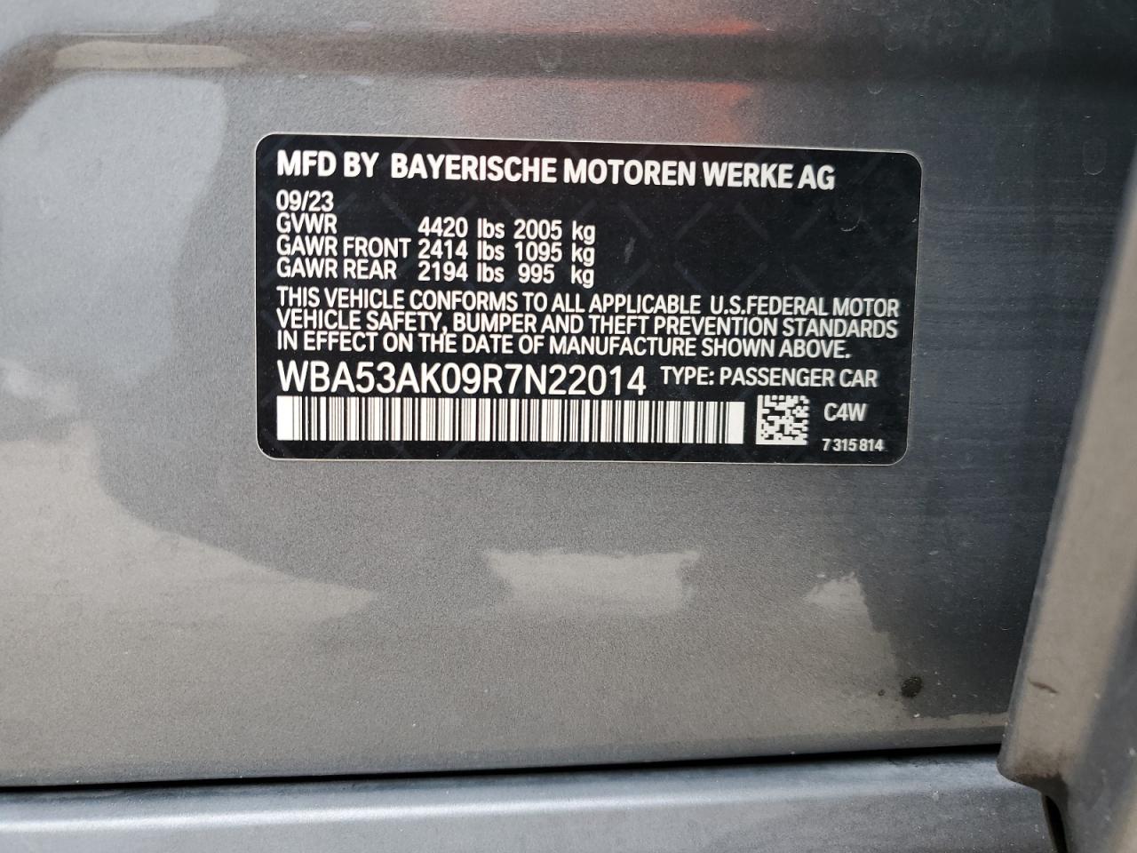 2024 BMW 228I VIN: WBA53AK09R7N22014 Lot: 64018204