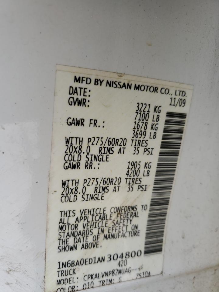 1N6BA0ED1AN304800 2010 Nissan Titan Xe