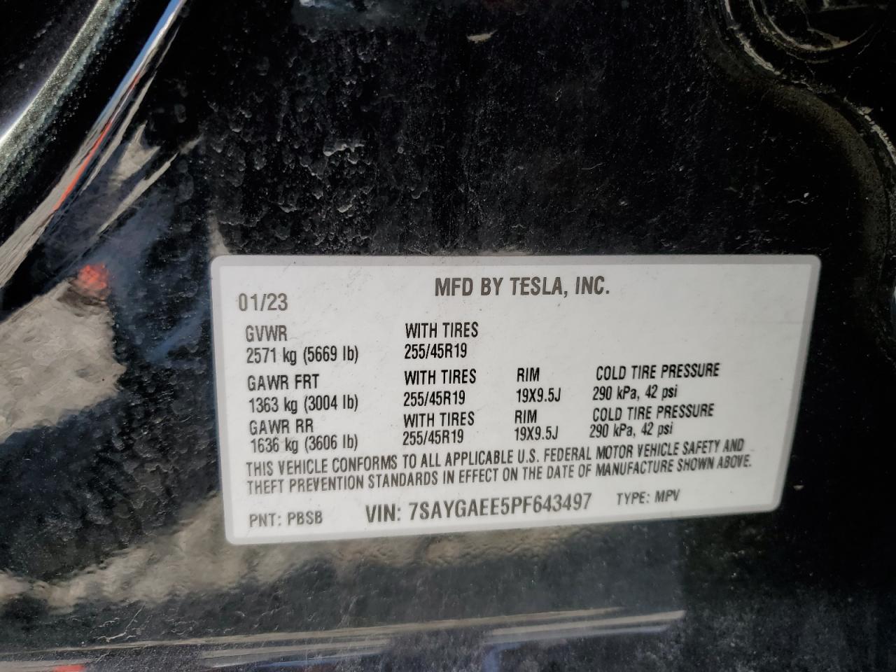 2023 Tesla Model Y VIN: 7SAYGAEE5PF643497 Lot: 61429914