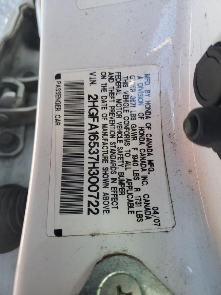 2007 Honda Civic Lx VIN: 2HGFA16537H300722 Lot: 67602674