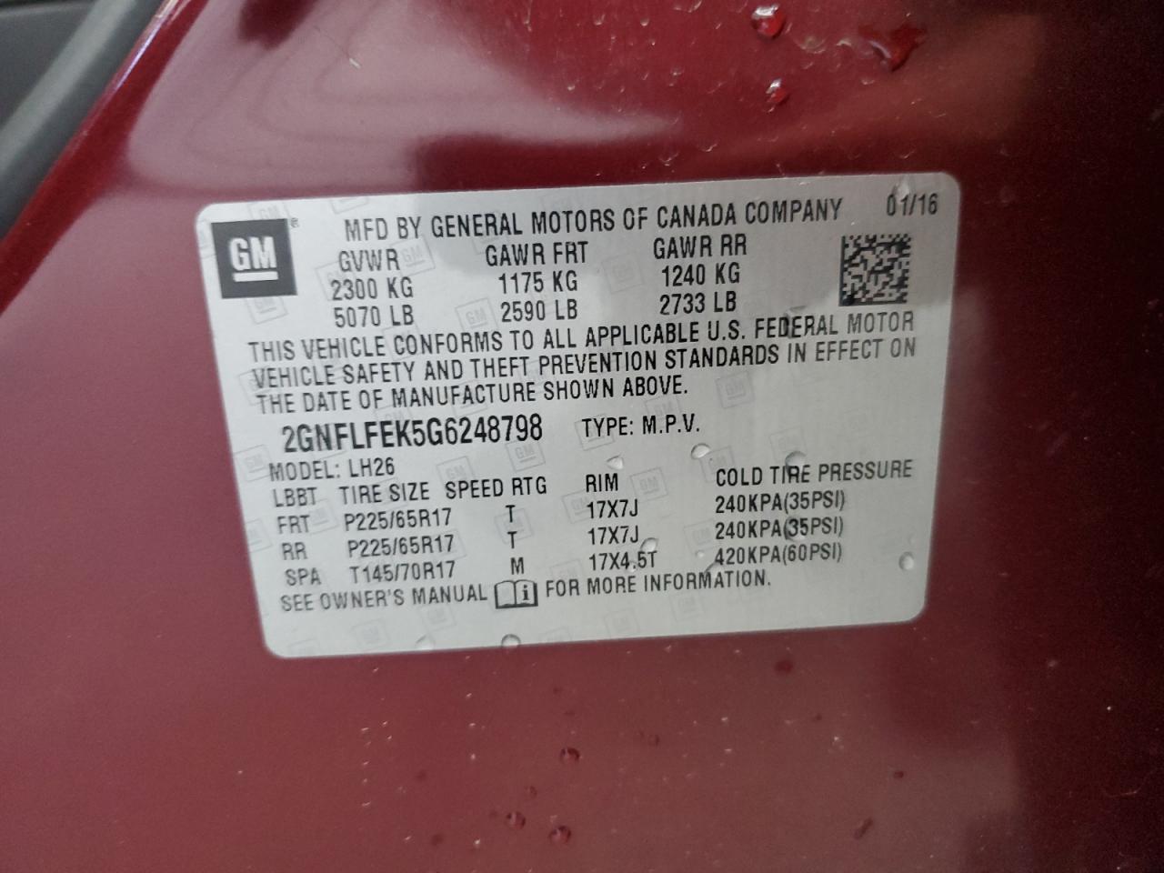 2GNFLFEK5G6248798 2016 CHEVROLET EQUINOX - Image 13